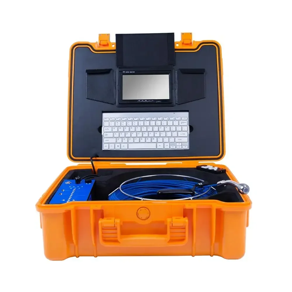 

New Arrival 20m 7 inch 25mm Camera Head Sewer Pipe Inspection Camera System With Meter Counter Keyboard Typing DVR