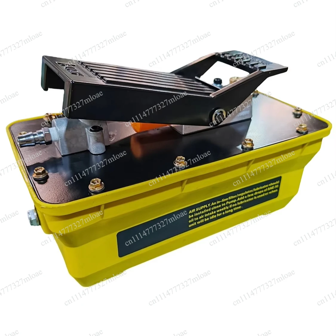 Foot-operated air-hydraulic pumps for heavy machinery hoists and automobile maintenance
