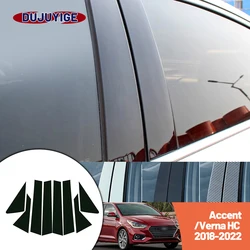 Bright black carbon fiber door and window B C Pillar sticker suitable For Hyundai Accent Verna HC 2018-2022 2019 2020 2021