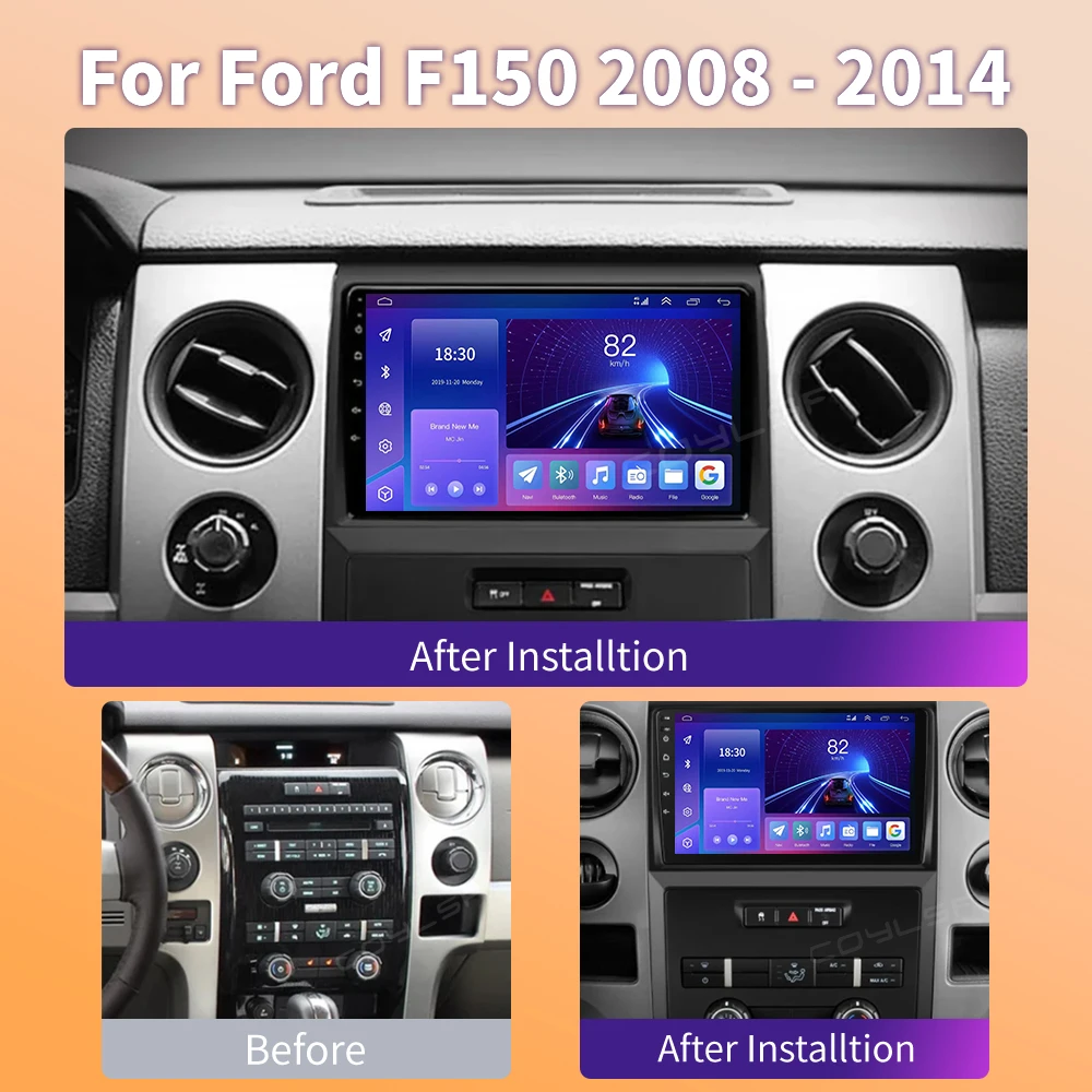 Radio con GPS para coche, reproductor Multimedia con Android, 2 Din, pantalla estéreo, unidad principal, para Ford F150 P415 Raptor 2008-2014