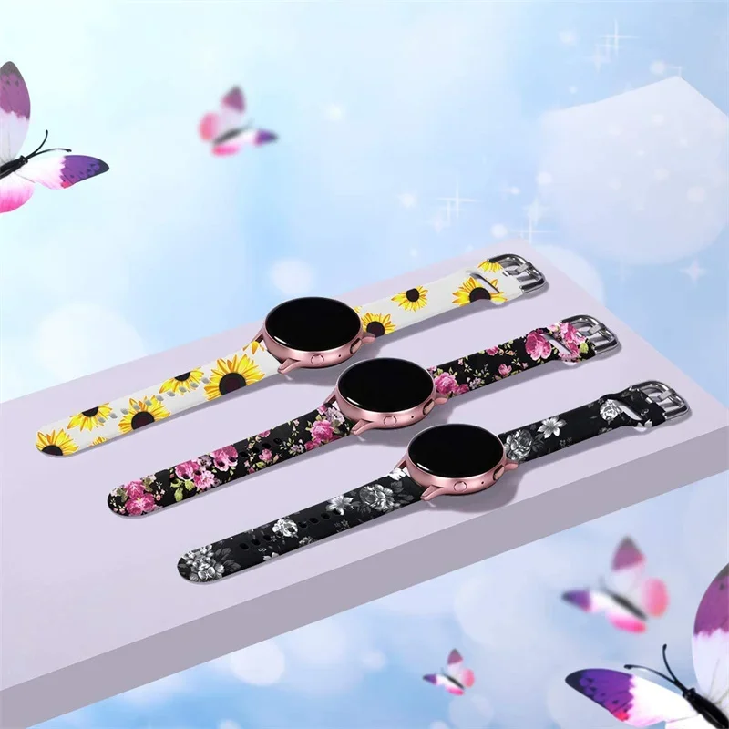 20mm/22mm Silicone band For Amazfit GTS 4/3/2/2e/GTS2 Mini/GTR 42mm/47mm/GTR 4/3 Pro Printed Women Bracelet amazfit bip band