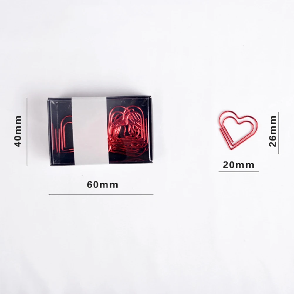 

Heart Shaped Paper Clips Premium Metal Strong Clipping Force Creative Office Supplies Note Photo Bookmark Red 12 Per Box
