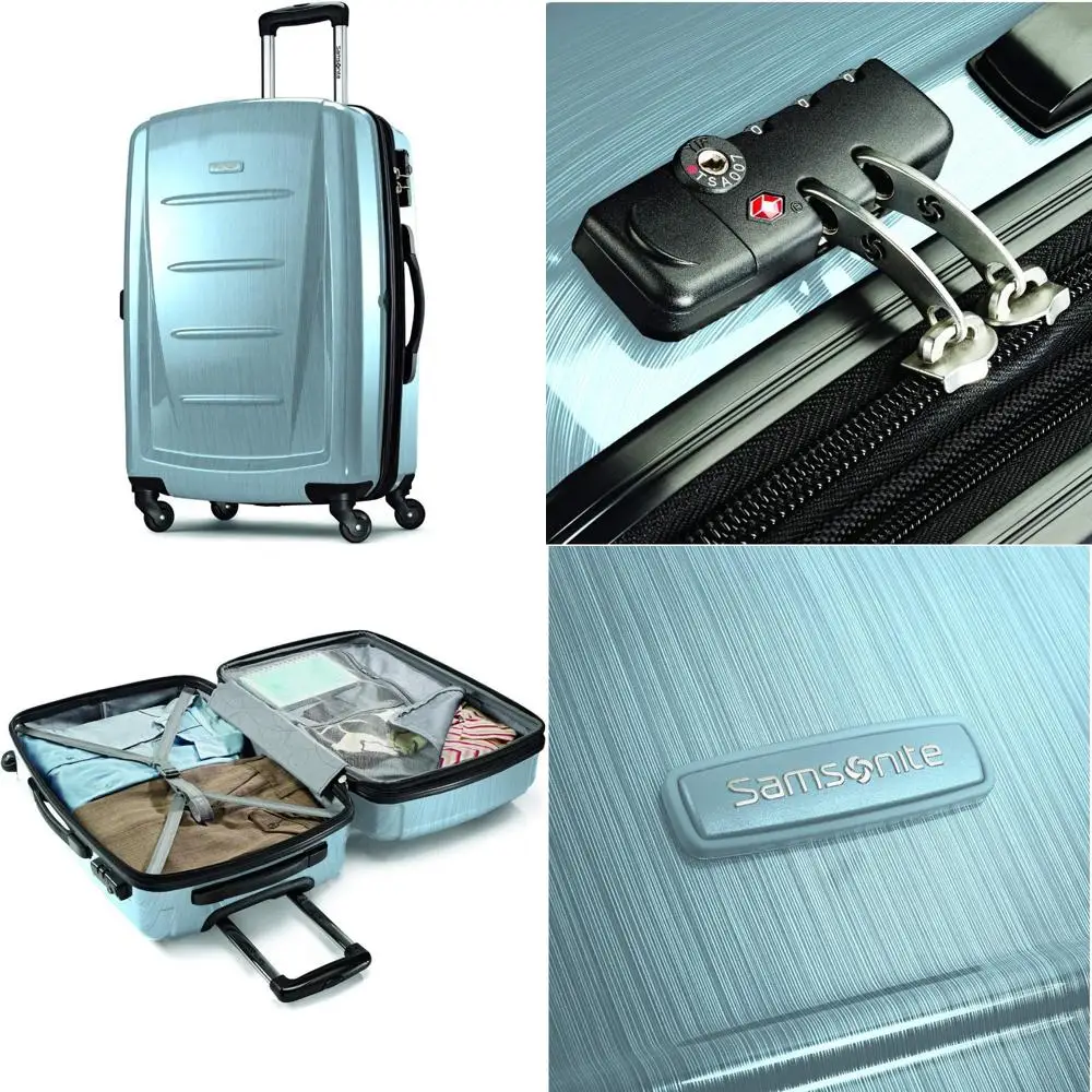 

Расширяемый чемодан с твердой поверхностью Ice Blue, большой 28 дюймов, проверенный размер, прочный дорожный чемодан