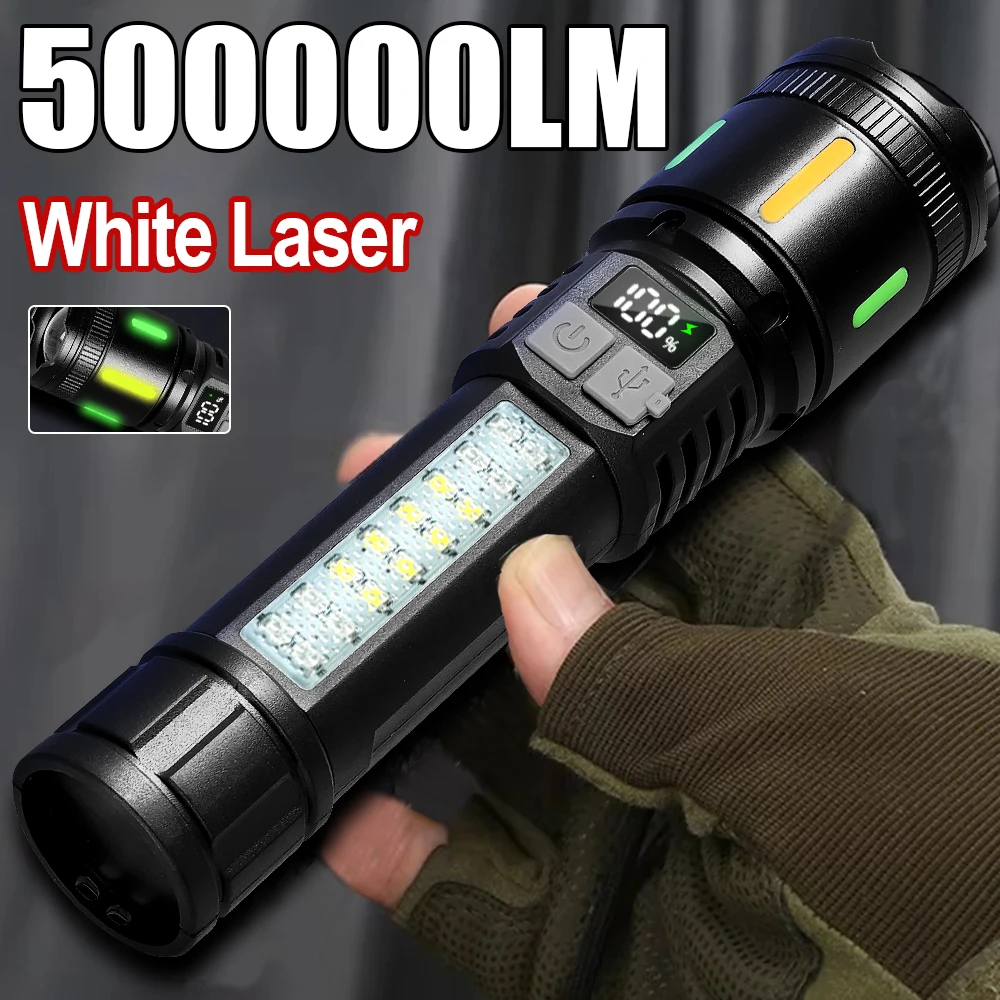 White Laser Ultra Powerful Flashlight Rechargeable Portable Lantern Waterproof Tactical Flashlights Outdoor Strong Light Torch