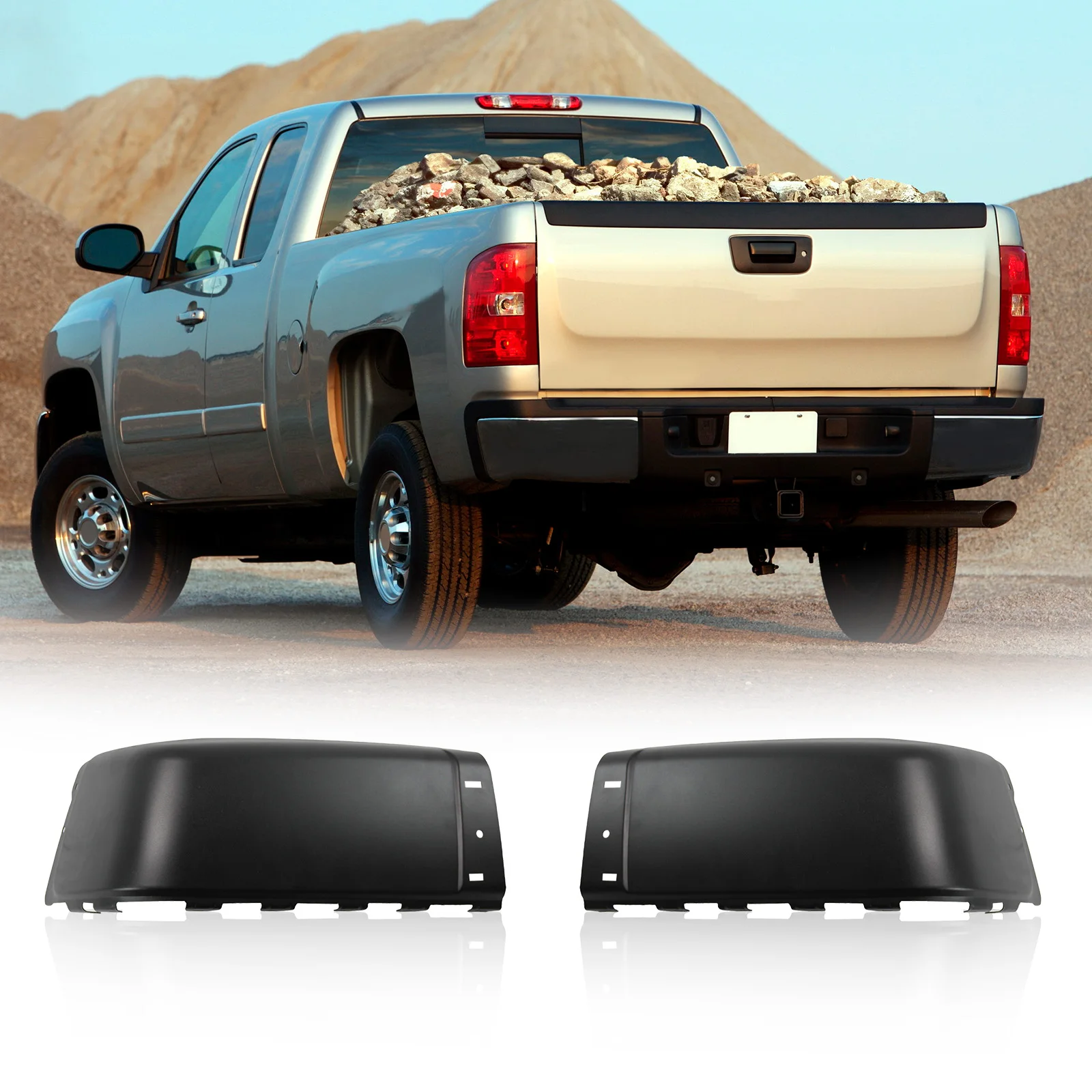 Black Rear Step Bumper Assembly for 2007-2013 Silverado 1500