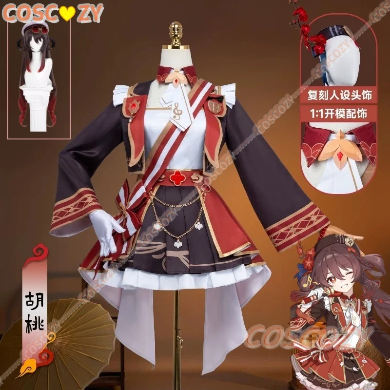 

Hu Tao Cosplay Costume Wig , Anime Genshin Impact Outfit, Traditional Chinese Style Dress, Performance Suit Hat Accessories Set