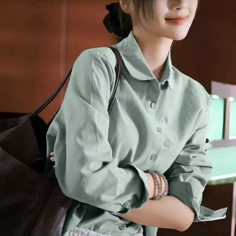

Women's Cotton Linen Long Sleeve Shirt Loose Casual Literary Blouse