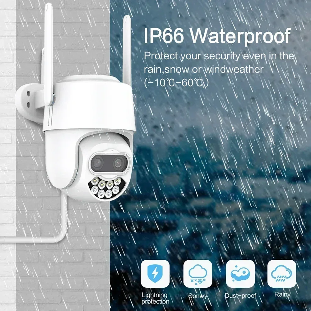 كاميرا IP 4MP 4K عدسة مزدوجة 8X تكبير هجين في الهواء الطلق AI كشف الإنسان 2-Way الصوت CCTV مراقبة الفيديو كاميرات واي فاي PTZ #6