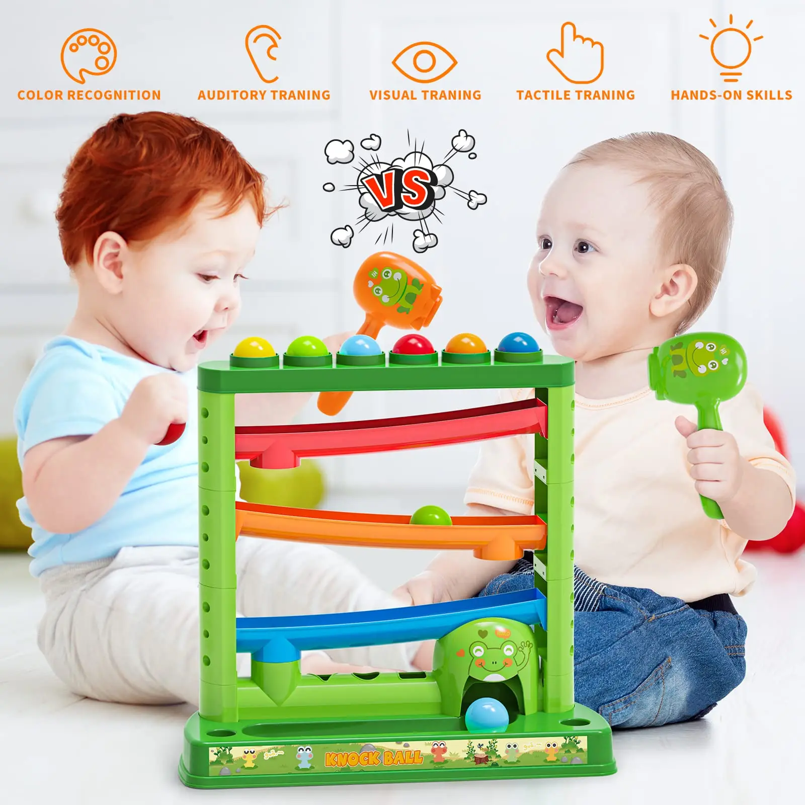 Giocattolo con palla da lancio e lancio, multicolore, abilità motorie fini, giocattolo Montessori