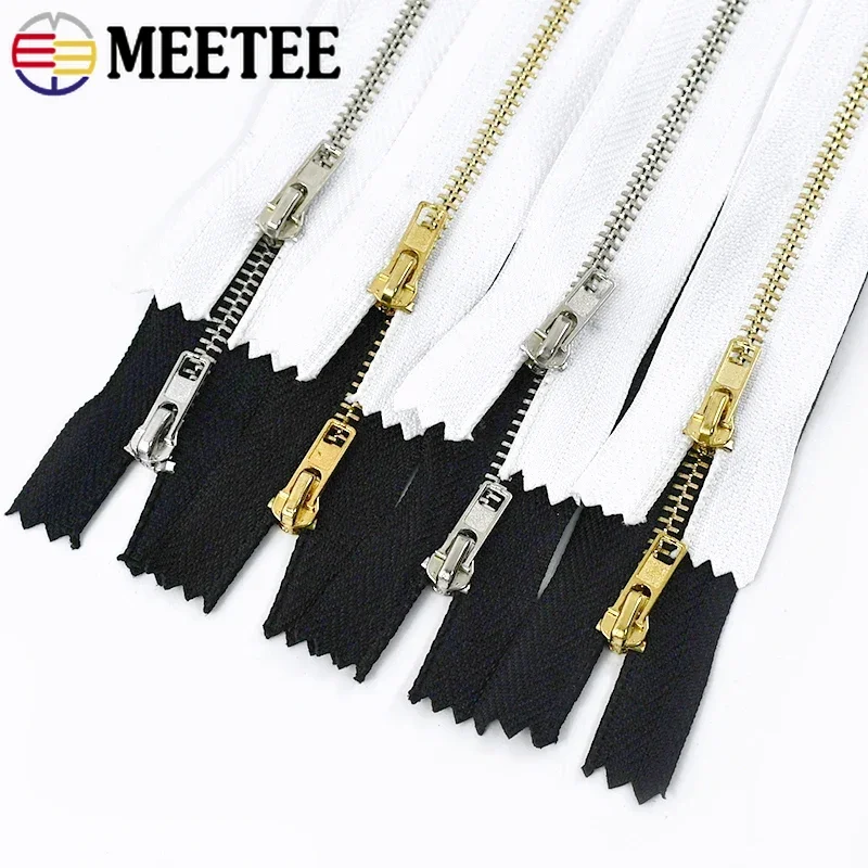 10/20Pc Meetee 3# Metal Zippers Bag Closure Zipper Repair Kit 8-30cm Close End Zips Jeans Pocket Lock Zip DIY Sewing Accessories