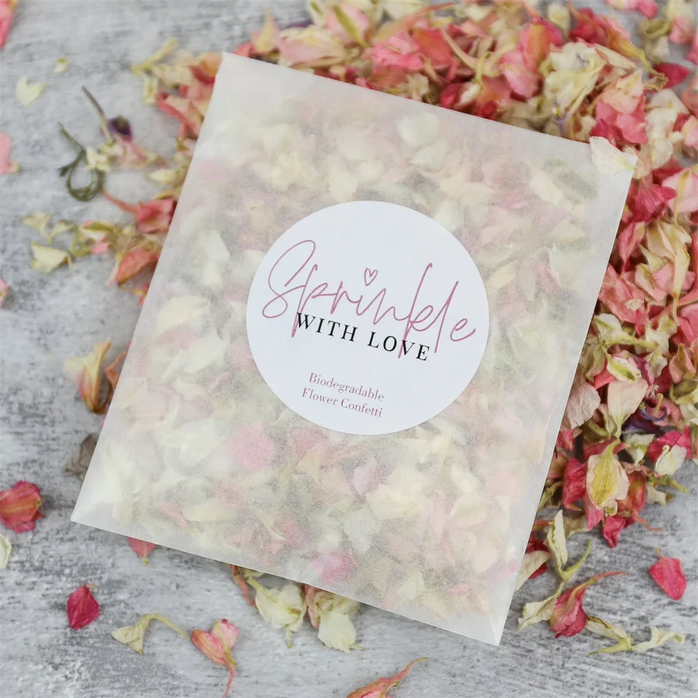 25PCS Sprinkle with Love Biodegradable Confetti Packets | Natural Eco-friendly Confetti Bag | Real Flower Petal Wedding Confetti