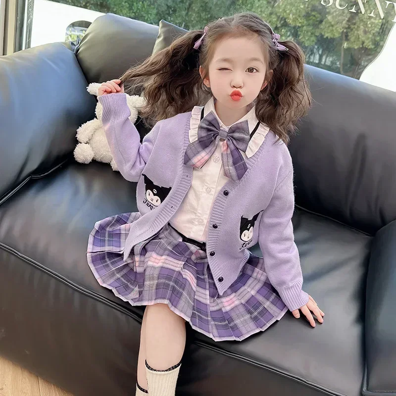 أنيمي سانريو كورومي زي موحد للأطفال ، بدلة JK ، أسلوب الكلية ، تنورة مطوي ، سترة ، هدية عيد الهالوين ، لطيف ، الخريف ، مجموعة 3 قطع
