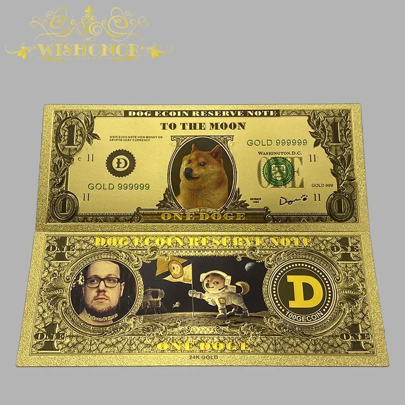 1-10 قطعة أفضل سعر لـ 1-100 بيتكوين وDogecoin في رقائق الذهب عيار 24 قيراط للتجميع
