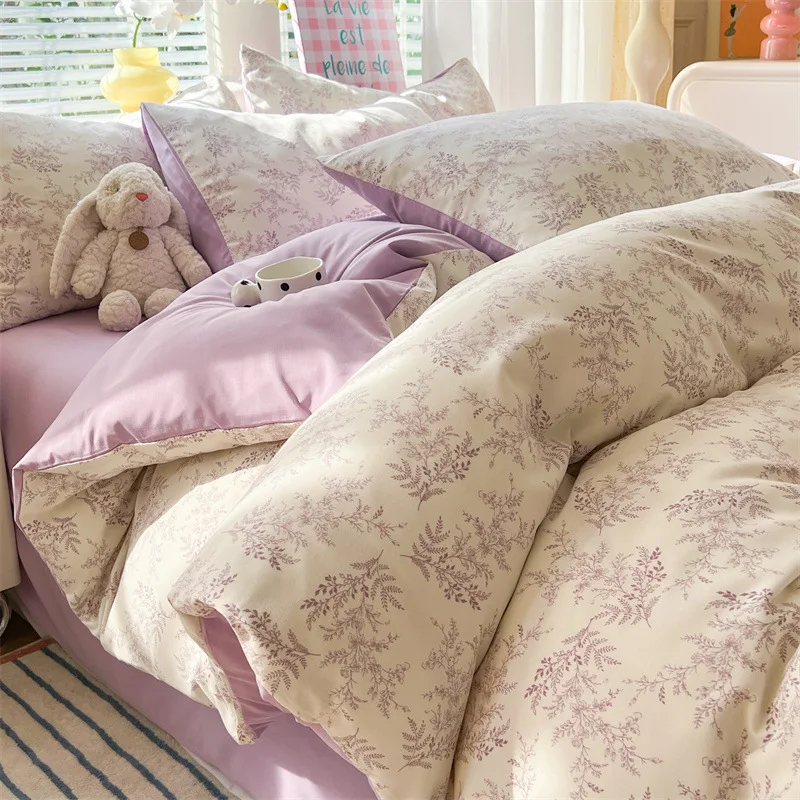 Comfortable Soft Quilt Cover Floral Print Double-faced Skin Friendly Quilt Cover Single Double Bed Quilt Cover Home Textiles