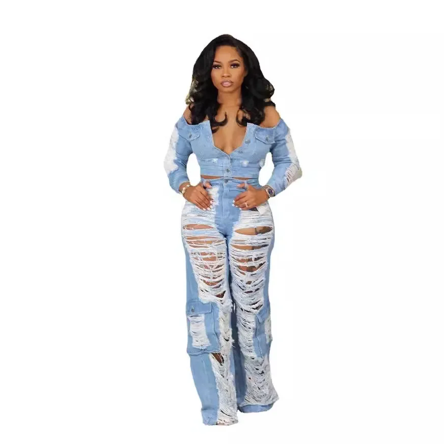 Casual Denim Women Fashion Stretch Jeans Women High Waist Streetwear Pencil Pant Trousers Ripped Jeans for Women Bottom Clothing