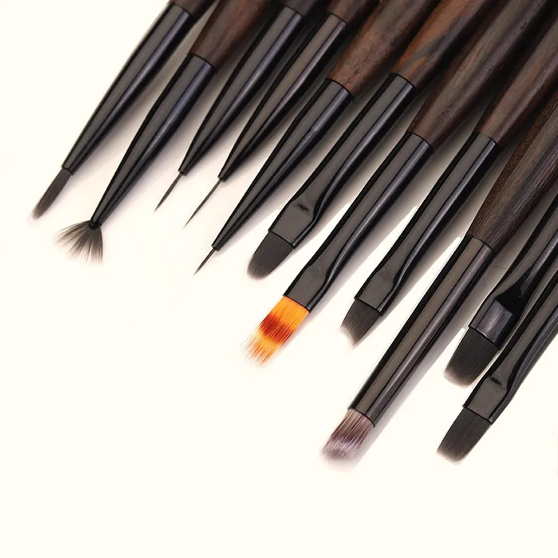 1/12PCS Style Nail Drawing Brushes For Manicure Lines Painting Gradient UV GEL Extension Builder Drawing Pen Sandalwood