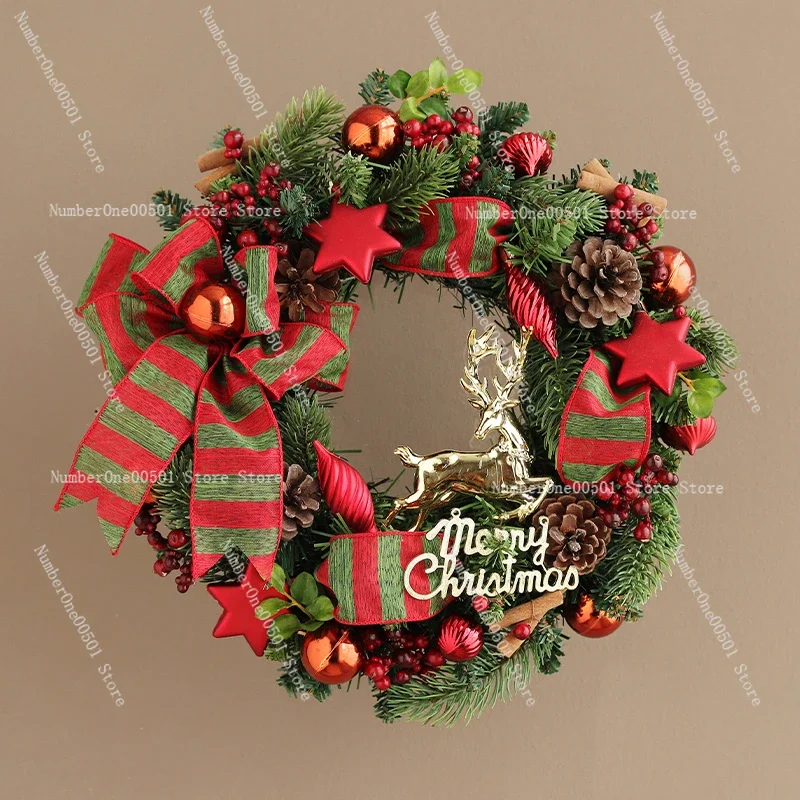 30cm Christmas Wreath Door Decoration Christmas Ornaments Pendant Door Hanging Wall Hanging Rattan Christmas Ring