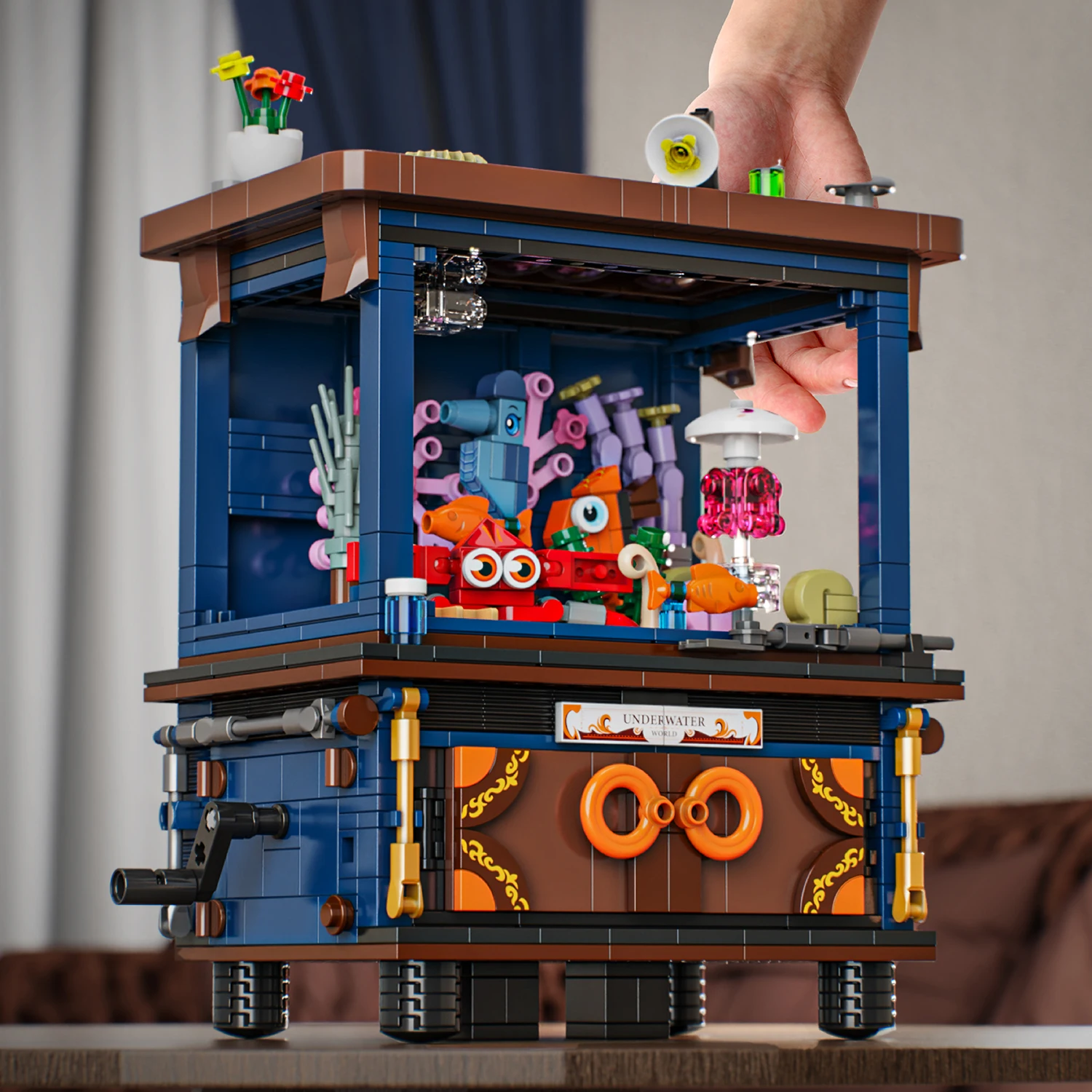 

Microscopic Underwater World Building Blocks Assembly with LED Lights Display Box Details Rich Scene Desktop Decoration Gift