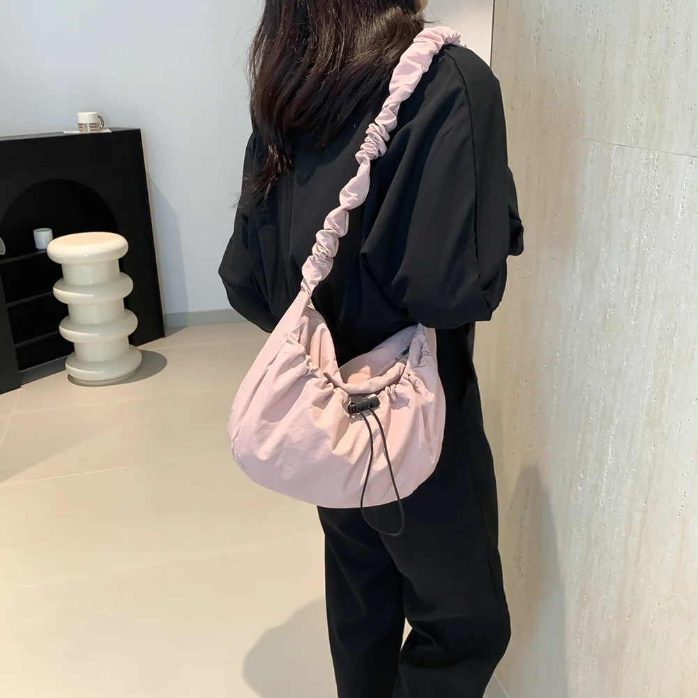 

Women Drawstring Satchel Bag Adjustable Strap Leisure Sling Bag Large Capacity Cloud Drawstring Hobo Bag Ladies Outdoor Bag