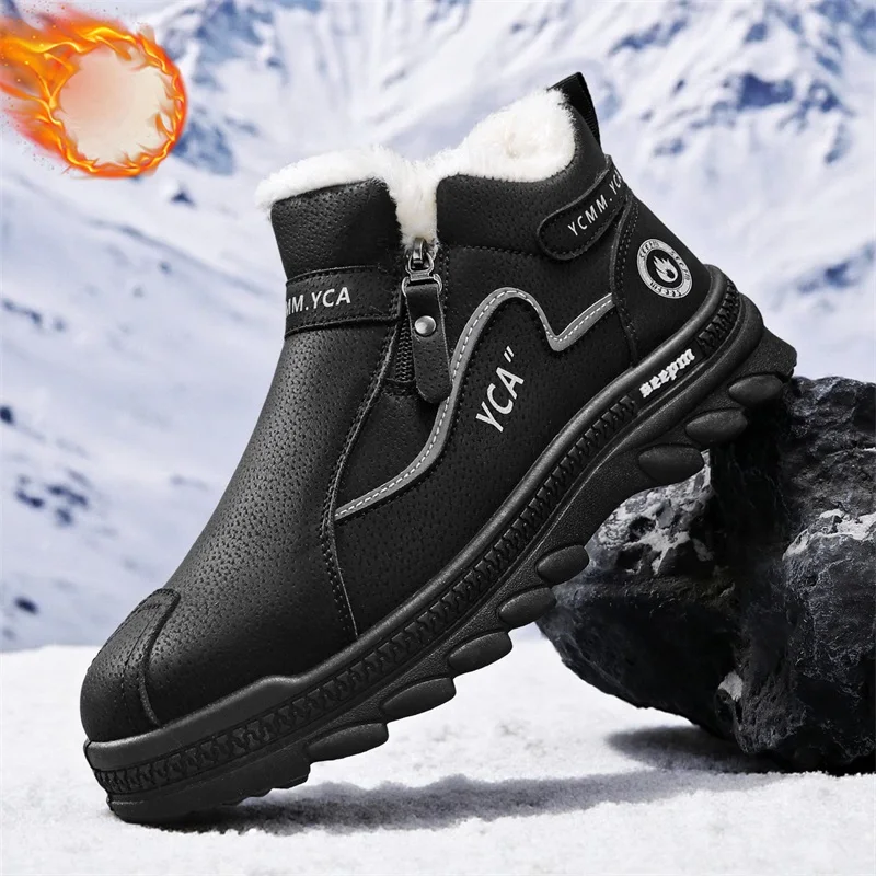 

Мужские зимние ботинки. Новые зимние теплые плюшевые повседневные ботинки. Модные спортивные рабочие ботинки на открытом воздухе. Мягкая подошва. Легкая хлопковая обувь с высоким берцем.
