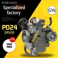 Pd24jモーターサイクルキャブレター,4ストロークスクーター,moped tao baja atv go kart,gy6 125 150 125cc 150cc 152qmi 157qmj,24mm