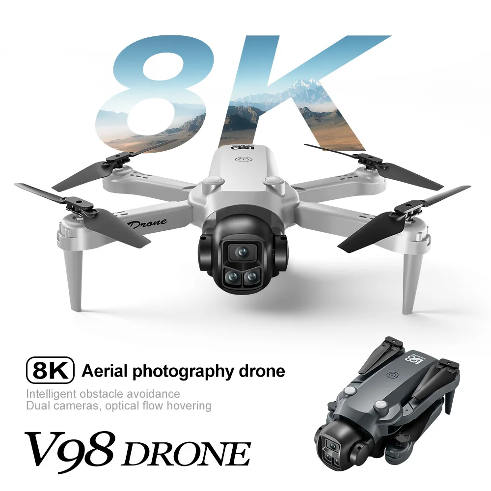 2025 nuevo Mini Drone V98 con cámara HD de 8K posicionamiento de flujo óptico flotante inteligente evitación de obstáculos FPV vuelo RC Juguetes