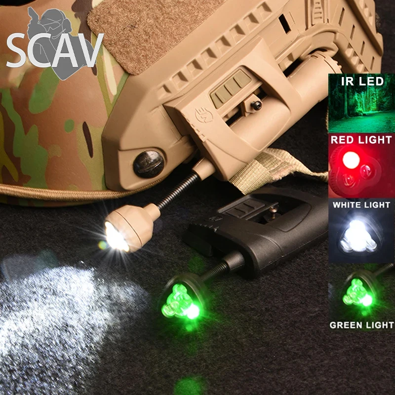 Tactical Mpls Fast Helmets Lamp 4 Modes Red Green White LED IR Signal Light Outdoor Hunting  Scout Helmet Flashlight 