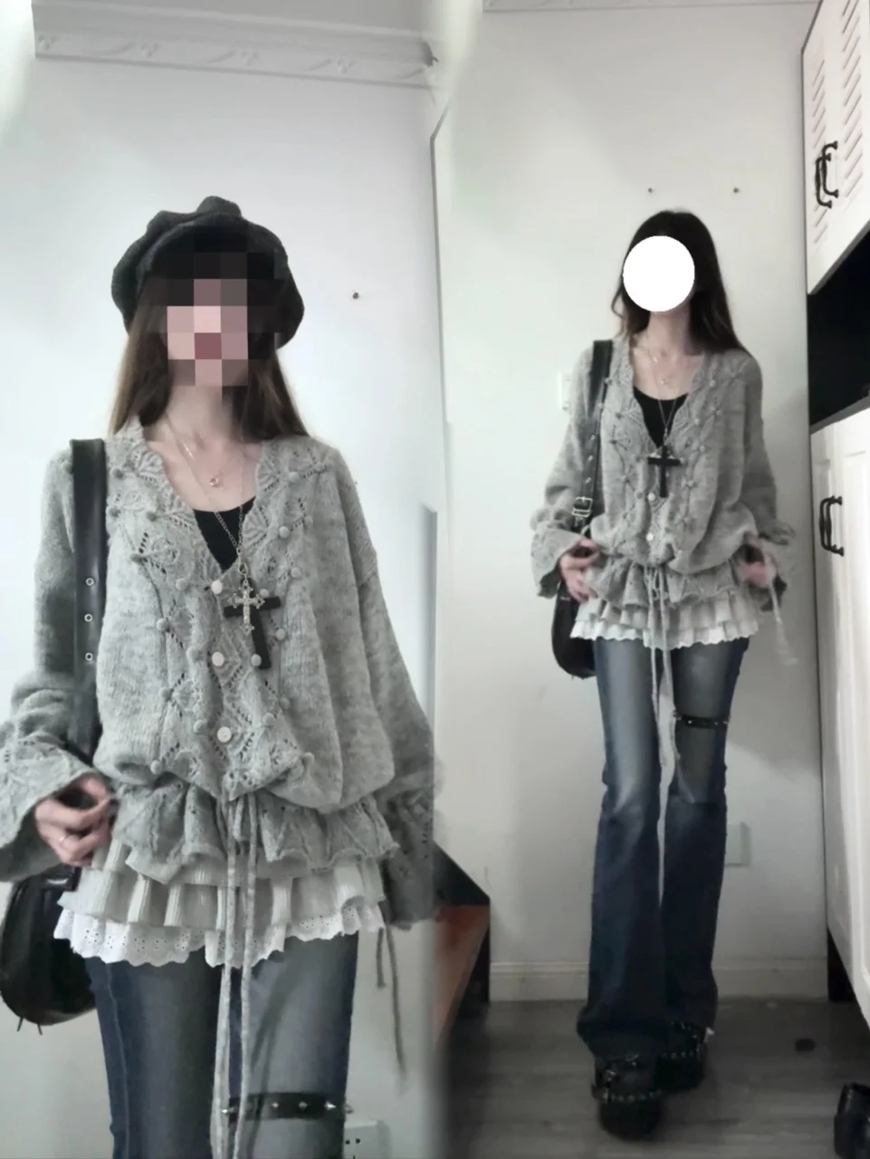 

ay V-Ne Knitted Sweater Women's Autumn Winter Faionable Layering Belted Loose Fit Comfortable Korean Sle Top