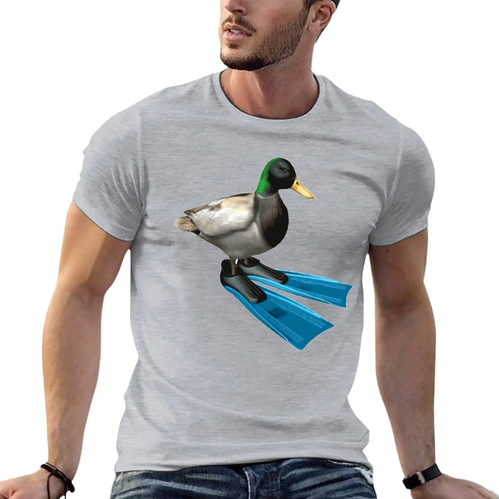 Duck wearing flippers T-Shirt cute tops sweat shirt customs design your own tees heavy weight t shirts for men