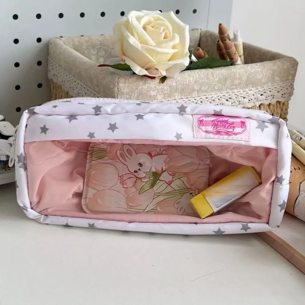 Simple Star Pattern Handheld Pen Bag Large Capacity Multifunctional Pencil Case Stationery Bag Students