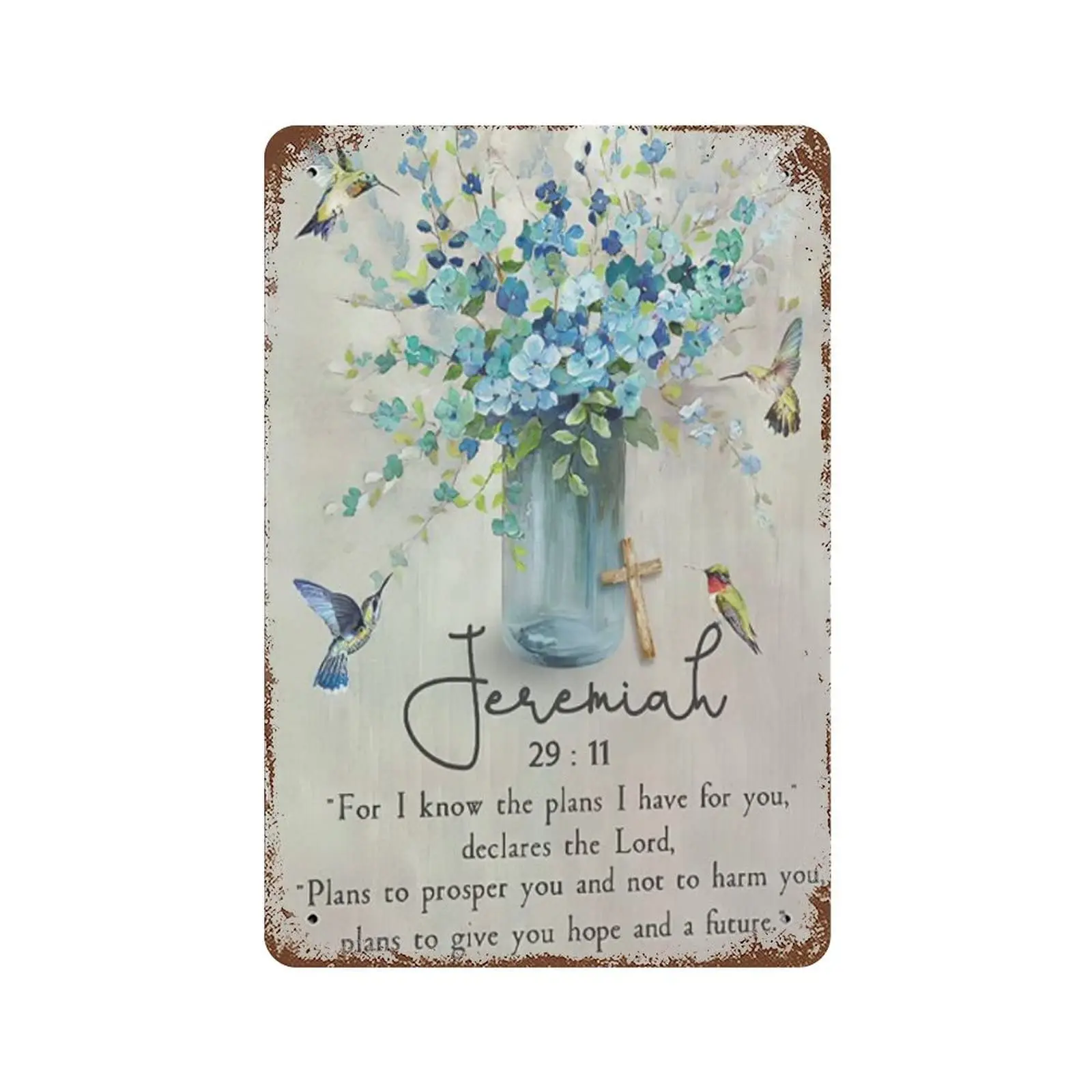 Christian Wall Art Bible Verses Metal Sign Prints Rustic Religious Floral Plants Christian Gifts Inspirational Farmhouse Artwork