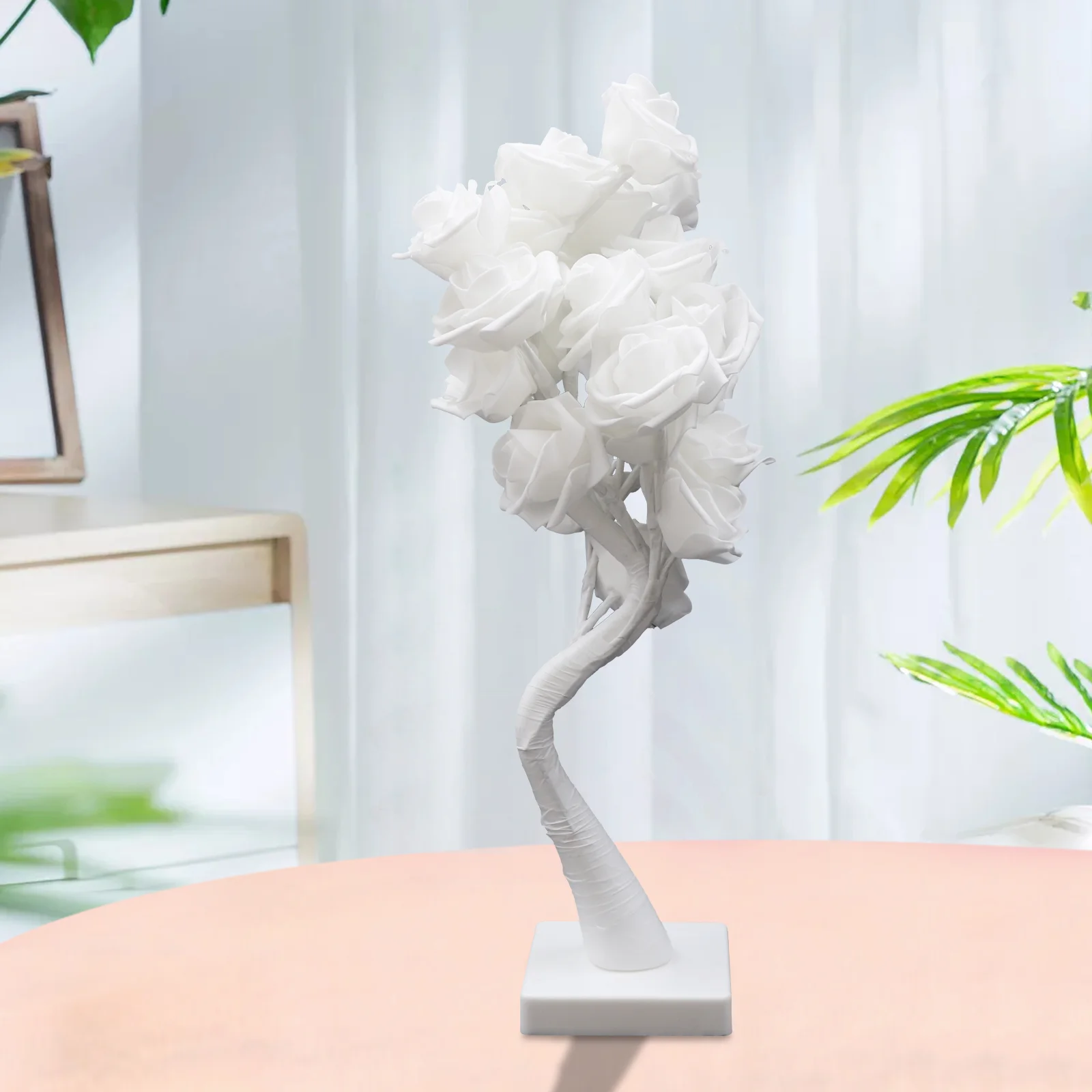 مادة البولي ايثيلين 10*10*45 سنتيمتر مصباح طاولة وردي مصدر ضوء LED ضوء دافئ مصدر طاقة مزدوج 0.26 كجم الوزن الإجمالي إضاءة زينة للمنزل #4