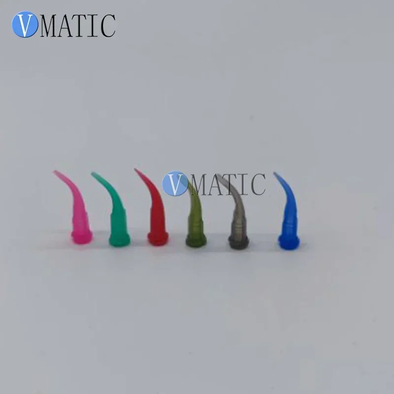 22G إبر ذات طرف منحني صناعي 100 قطعة | نصائح توزيع PP الزرقاء لبنادق الغراء على طراز TT (0.41 مم معرف × 25 ° بزاوية) #5