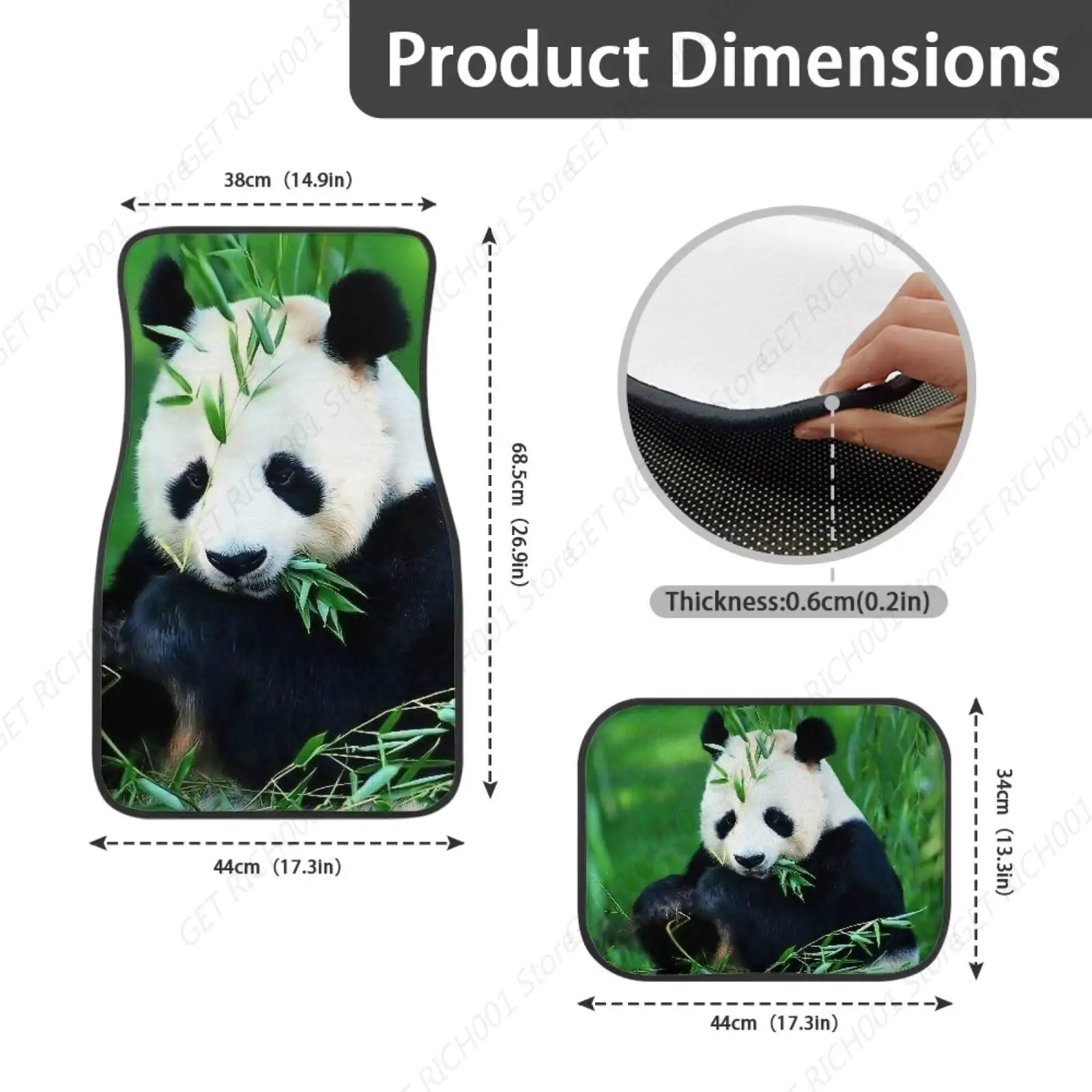 Alfombrillas Bambú Panda Para Coche، Alfombra Antislizante، Juego Completo 4 Piezas، Ajuste Universal Para Camions، SUV Y Fur