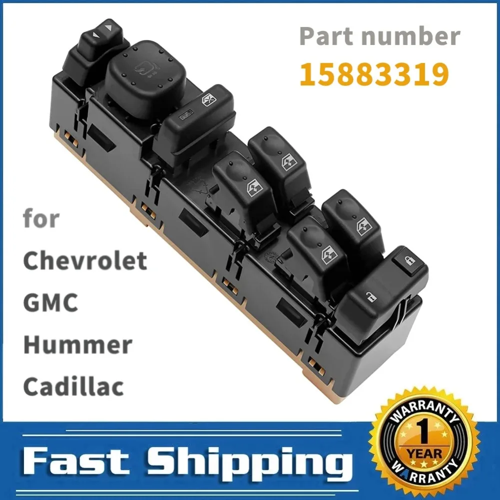 

15883319 DWS-394 Power Window Switch for Hummer H2 Chevrolet Suburban Avalanche GMC Yukon Sierra 2003 - 2006 Front Driver Switch