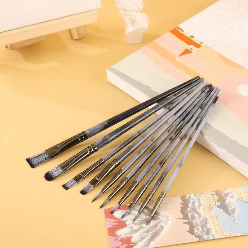 Nylon Hair Artist Paint Brush Set 10Pcs for Acrylic Watercolor Painting Durable Brushes for Beginners and Professionals