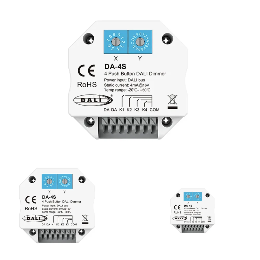 DA-4S DALI Switch Signal 4 Push Button Dimmer Work With DALI Master/ Bus Power Supply Encoding Select Addresses For LED Light