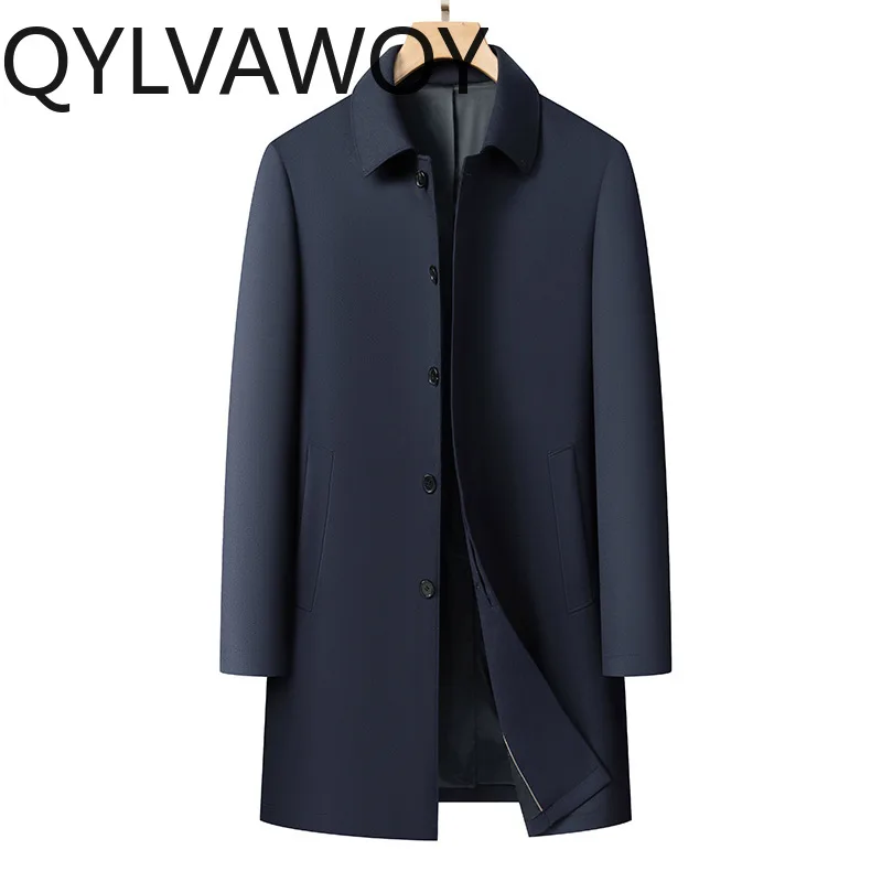 

QYLVAWOY 100% шерстяная мужская куртка из камвольной шерсти, новая осенне-зимняя модель, универсальные пальто с лацканами для мужчин, свободная мужская одежда, деловой повседневный стиль