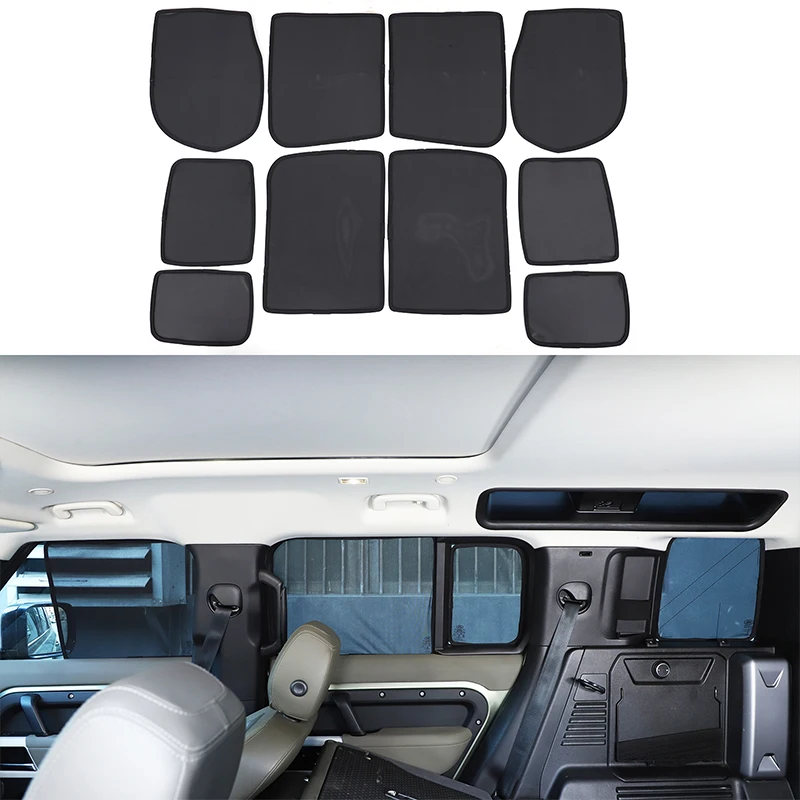 

Car Sunshade Side Window Mesh for Land Rover Defender 110 130 2020-2025 Magnetic Curtains Sunscreen Heat Insulation Sun Visor