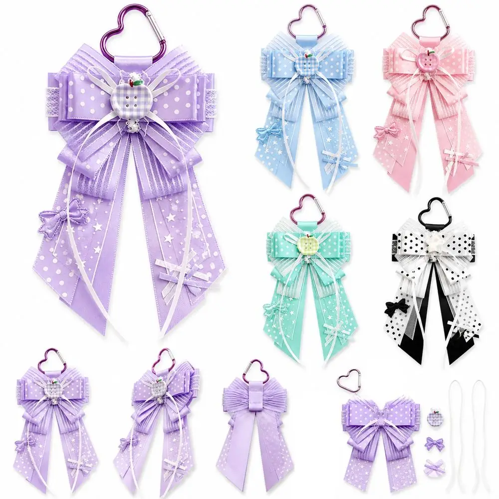 Fabric Bow Ornaments Bow Keychain Pendants Handmade Multicolor Keychain Decorations Fabric Bowknot Style Kawaii Bag Charms