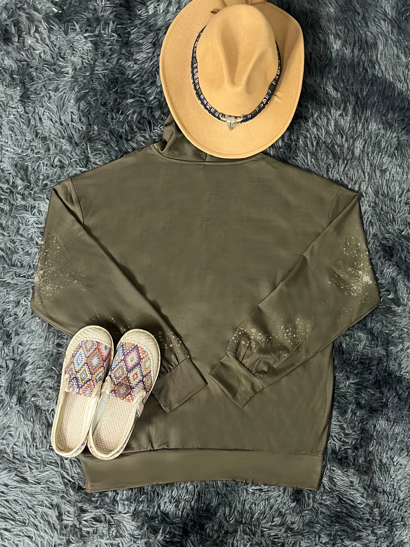 المرأة عارضة أزياء جولة الرقبة البلوز هوديي النمط العرقي الغربي الرجعية المطبوعة هوديي #3