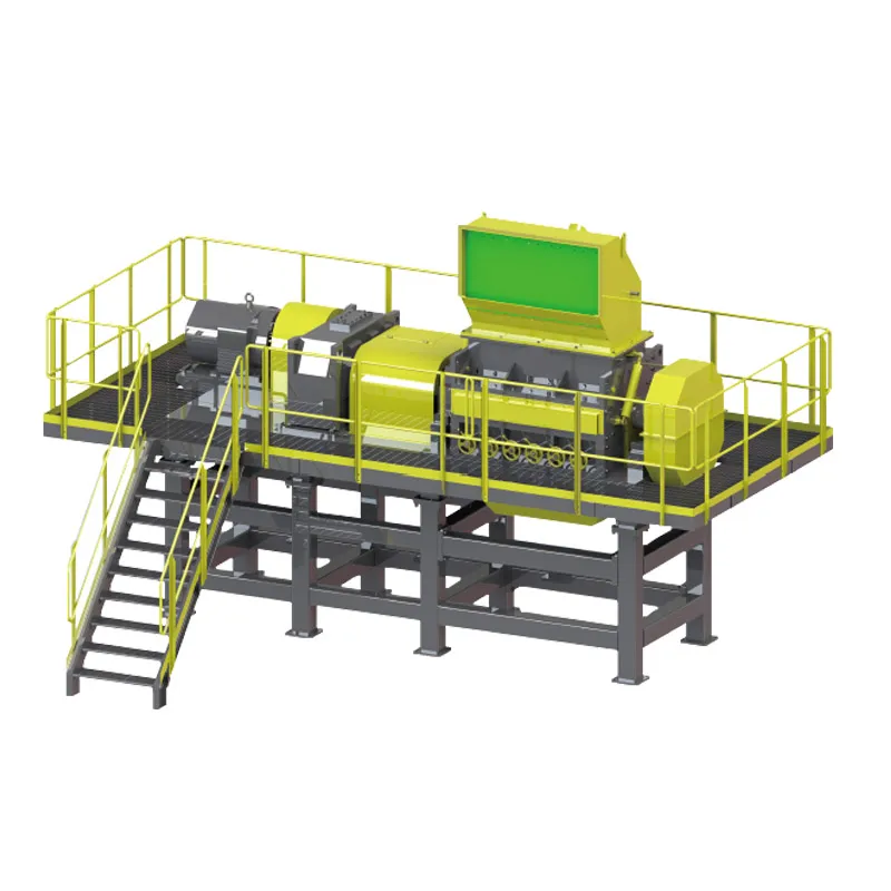 Waste Tire Recycling Machine Plastic Waste Tire Shredder Rubber Crushing Particle Recycling Production Line