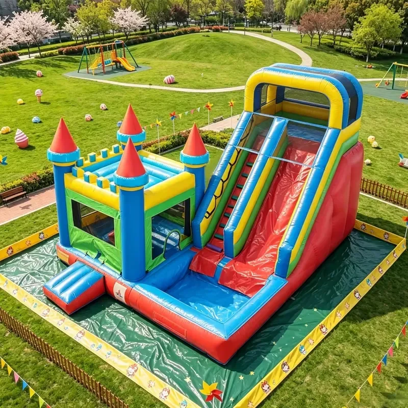 Commercial Inflatable Castle Bounce House With Water Slide and Pool Heavy PVC Jumper Bouncer for Backyard Party Rental