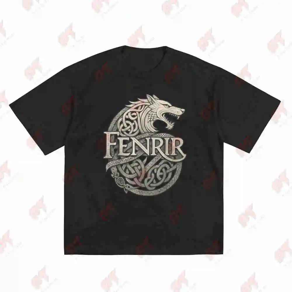 Fenrir Viking Wolf Norse Knotwork Mythology Short Sleeve Tee 100% Cotton T-Shirt