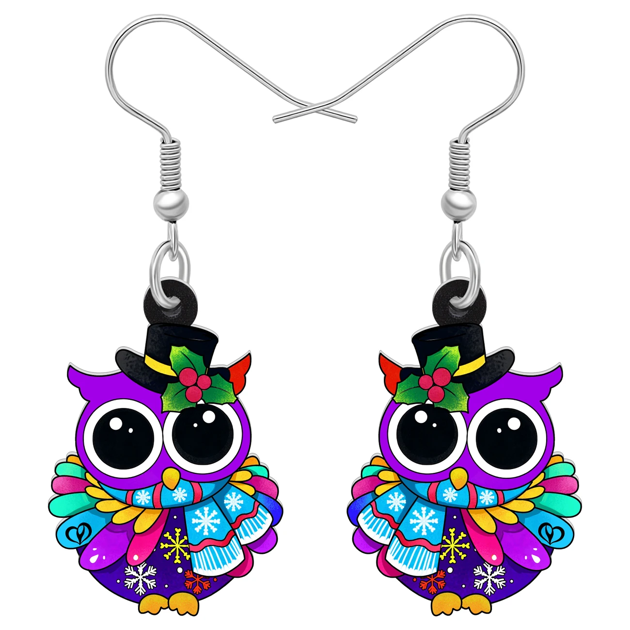 Weveni Acrylic Cute Big Eyes Owl Earrings Dangle Drop Charms Decorations For Women Teens Girls Gifts Fashion Jewelry Accessories