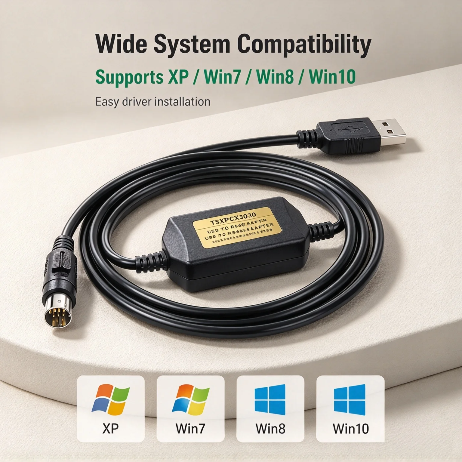 Industrial Communication Cable TSXPCX3030, 3M 8-Pin 5V USB Programming Lead for Schneider Twido NEZA Series