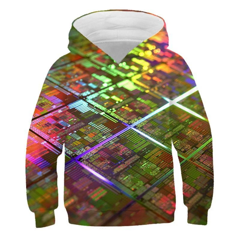 New Men Women Harajuku Fashion Casual Funny Hoodie Electronic Chip 3D Men's Hoodies Circuit Board Printed Hooded Sweatshirts