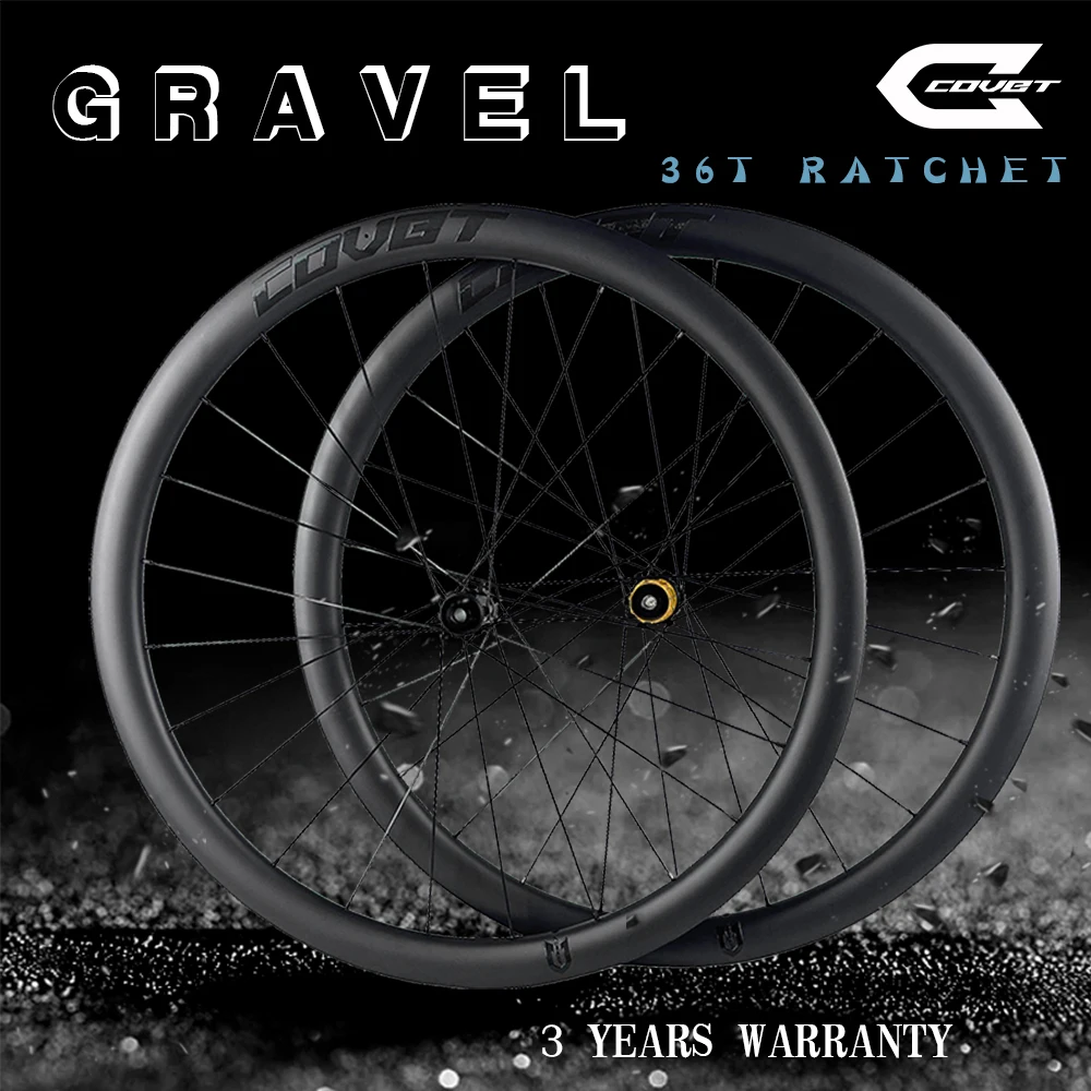 

COVET Newest 700c Gravel Road Ratchet 36T Disc Brake Cyclocross RIM Depth 38mm Tubeless Compatible Wheels Center Lock