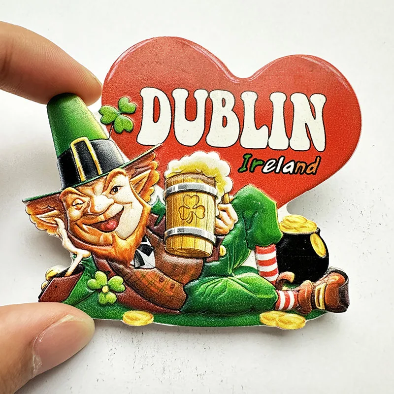 Dublin, Ireland Celtic postman Heart refrigerator sticker 3D three-dimensional travel souvenirs decoration Home crafts Collectio