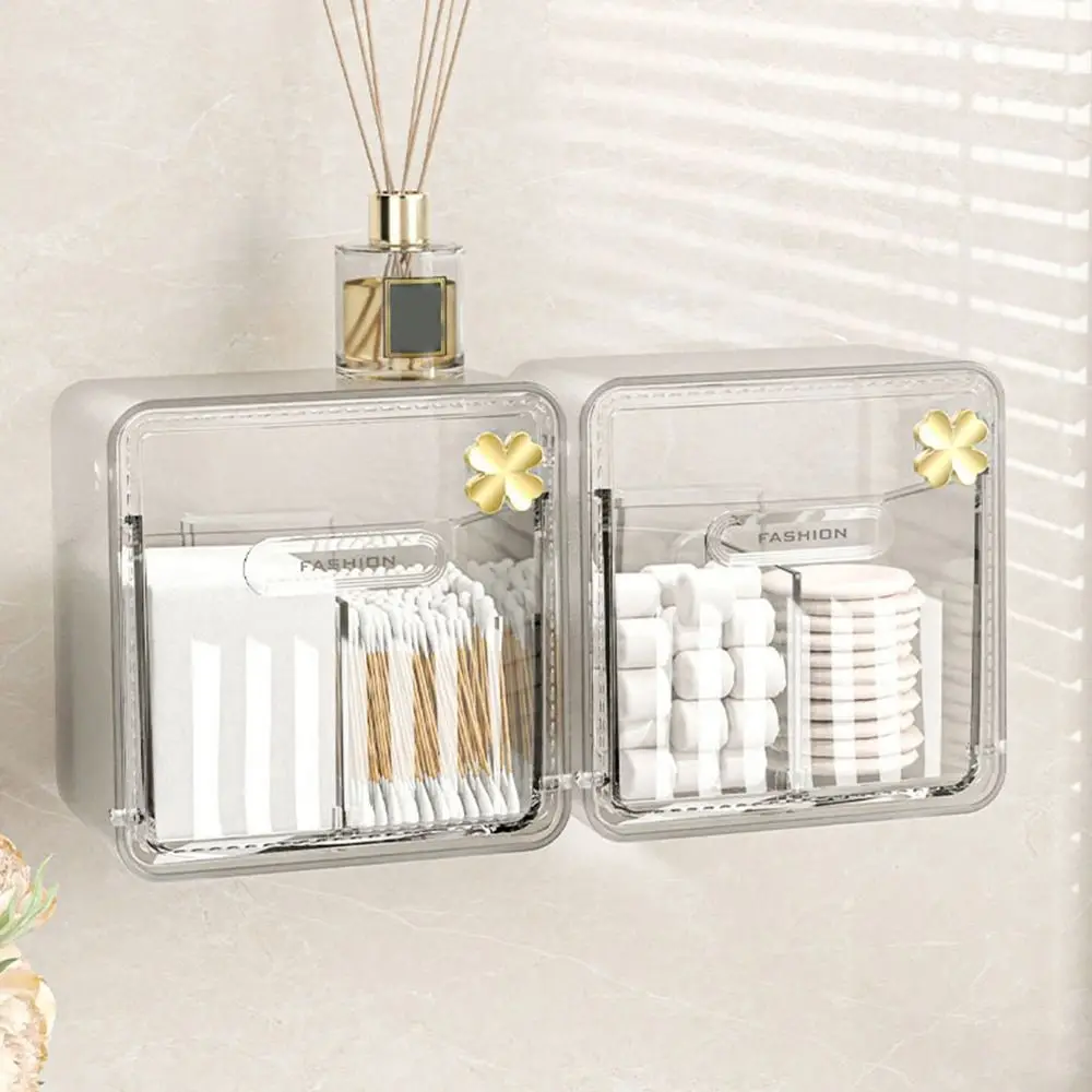 

Transparent Mirror Cabinet Storage Box Wall-mounted Dustproof Lipstick Storage Box Plastic Waterproof Cotton Swab Box Bathroom